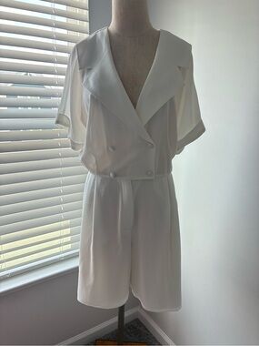 Emporio Armani Women's White Double Breasted Short Sleeve Playsuit
